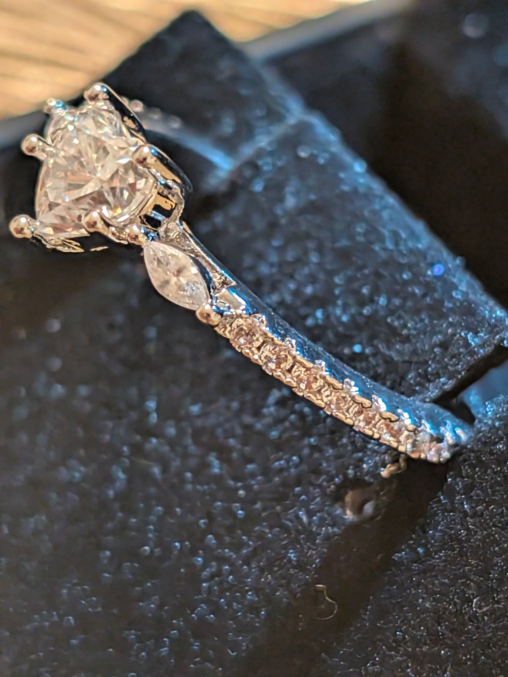 White Gold Solitaire Engagement Ring with Pavé Band - White